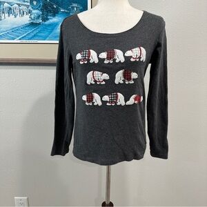 Karen Scott long sleeve festive Christmas polar bears top size small
